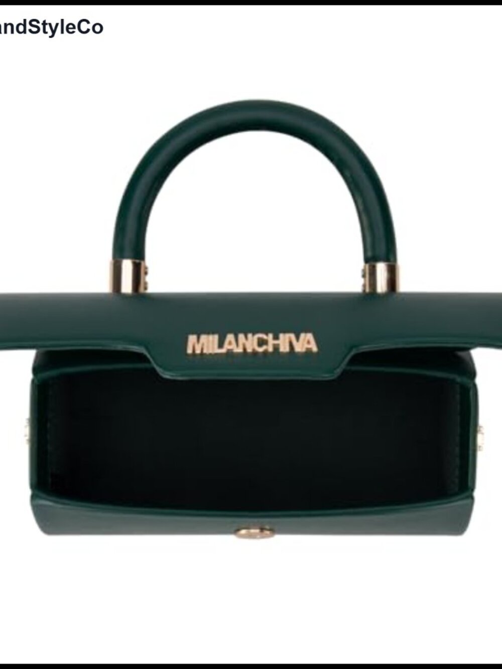 Vegan Leather Mini Barrel Top Handle Bag with Detachable Crossbody Strap - Picture 4 of 6